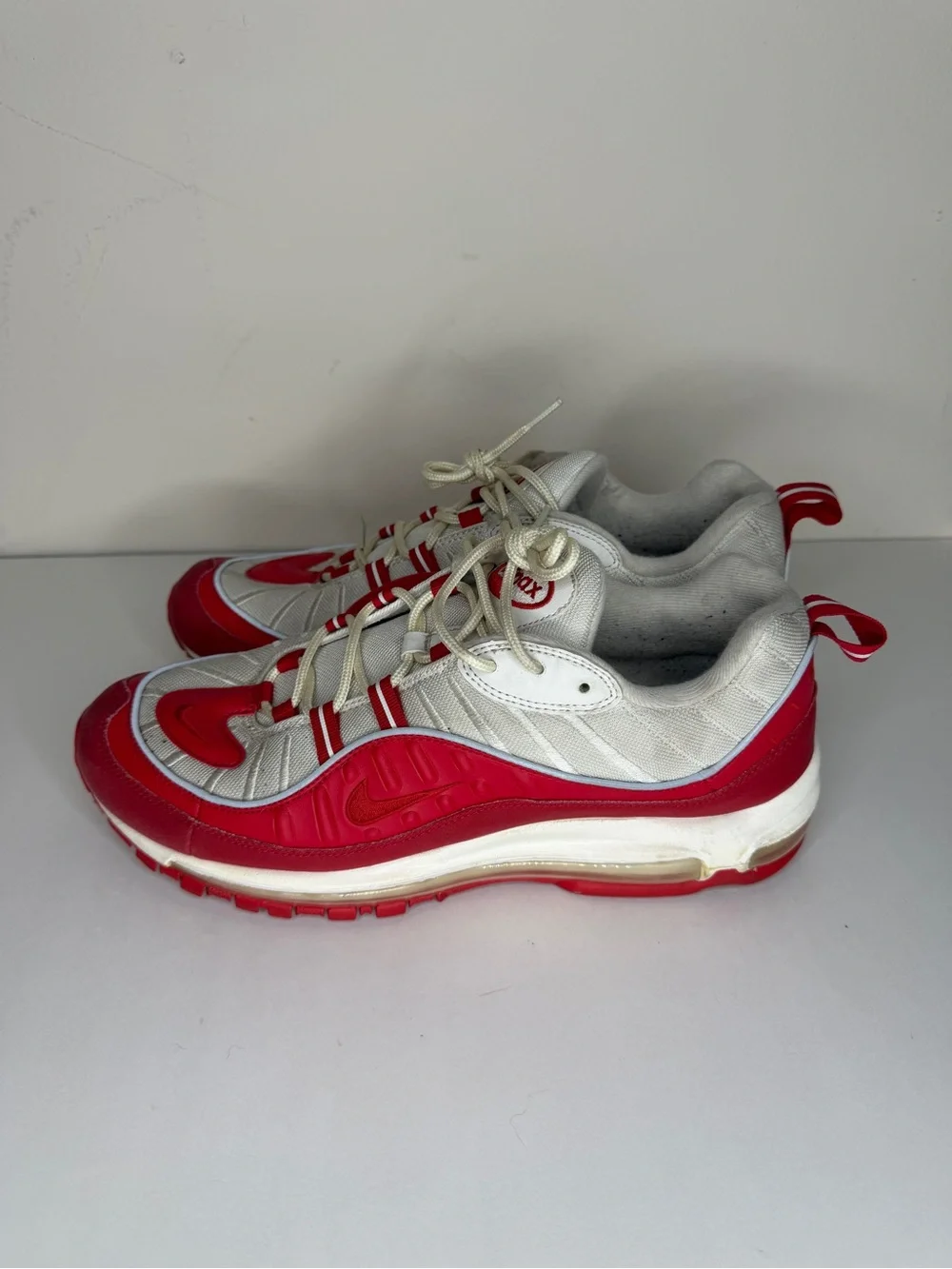 Nike Air Max 98 University Red White Sneakers 640744-602 Mens Size 46 US 12